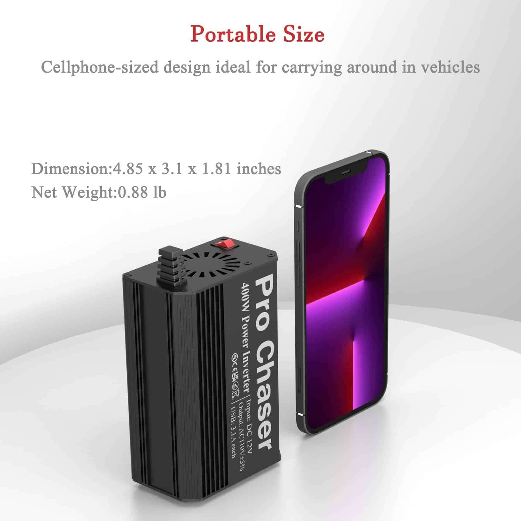 Inversor de Corriente para Auto Pro Chaser 400W 12V DC a - Imagen 4