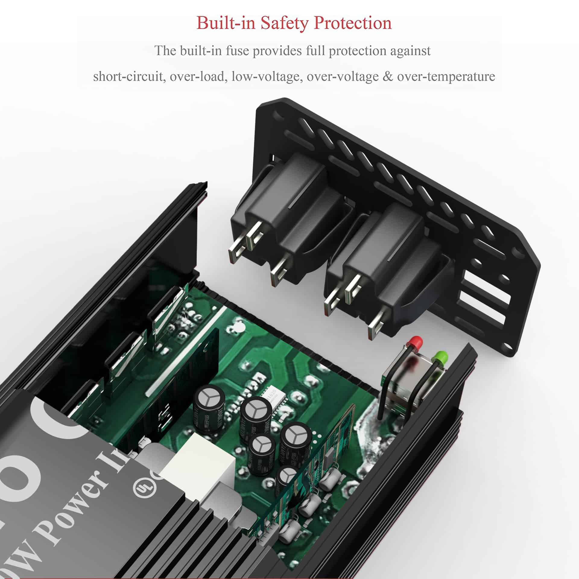 Inversor de Corriente para Auto Pro Chaser 400W 12V DC a - Imagen 3