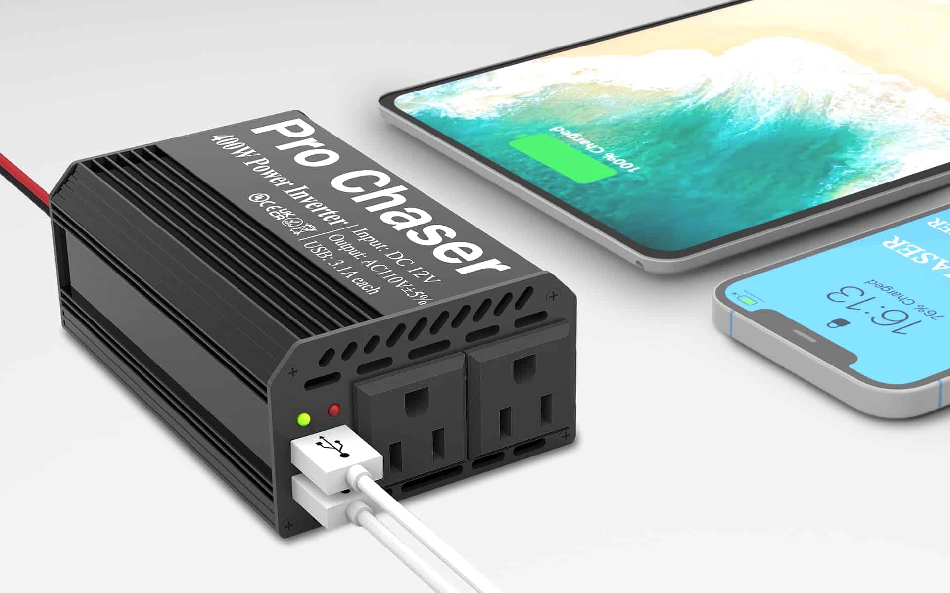 Inversor de Corriente para Auto Pro Chaser 400W 12V DC a - Imagen 5