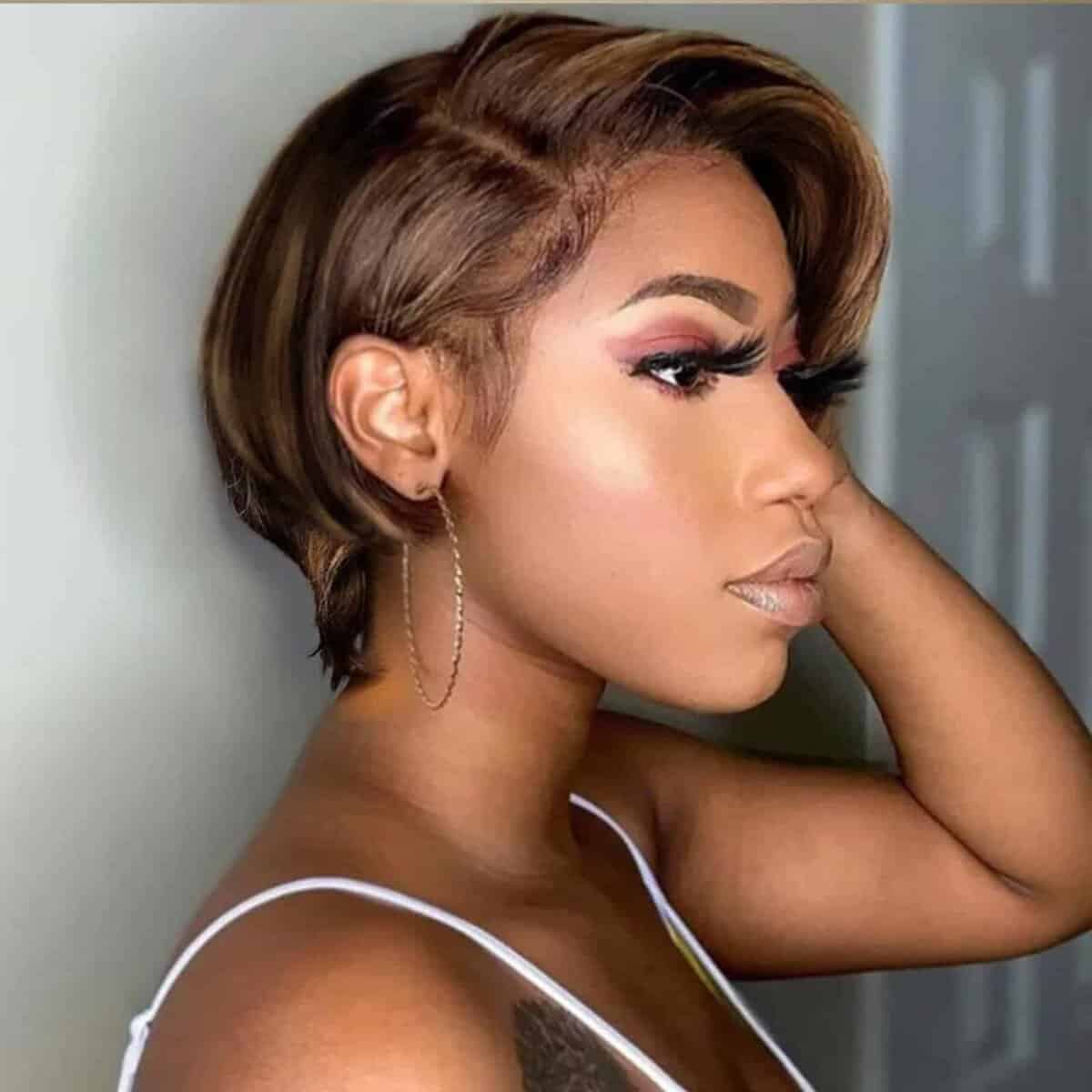 Pelucas de Corte Pixie de Cabello Humano -P4/27