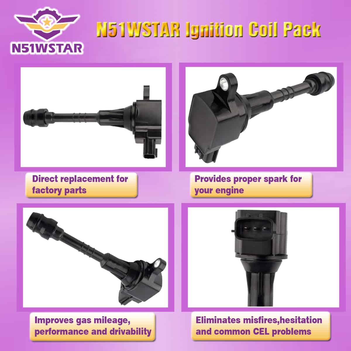 Conjunto de 4 bobinas de encendido N51WSTAR -448-6N015 - Imagen 8