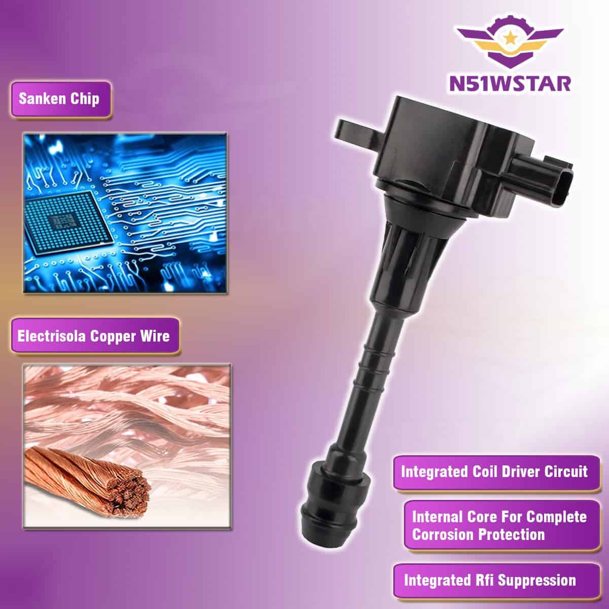 Conjunto de 4 bobinas de encendido N51WSTAR -448-6N015 - Imagen 6