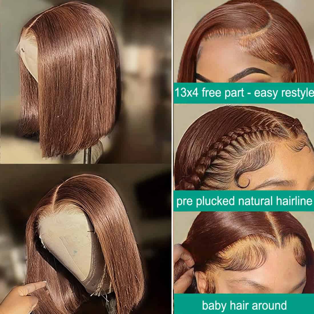 Peluca Bob Frontal de Encaje HD de 13x4 de Cabello Humano - Imagen 3