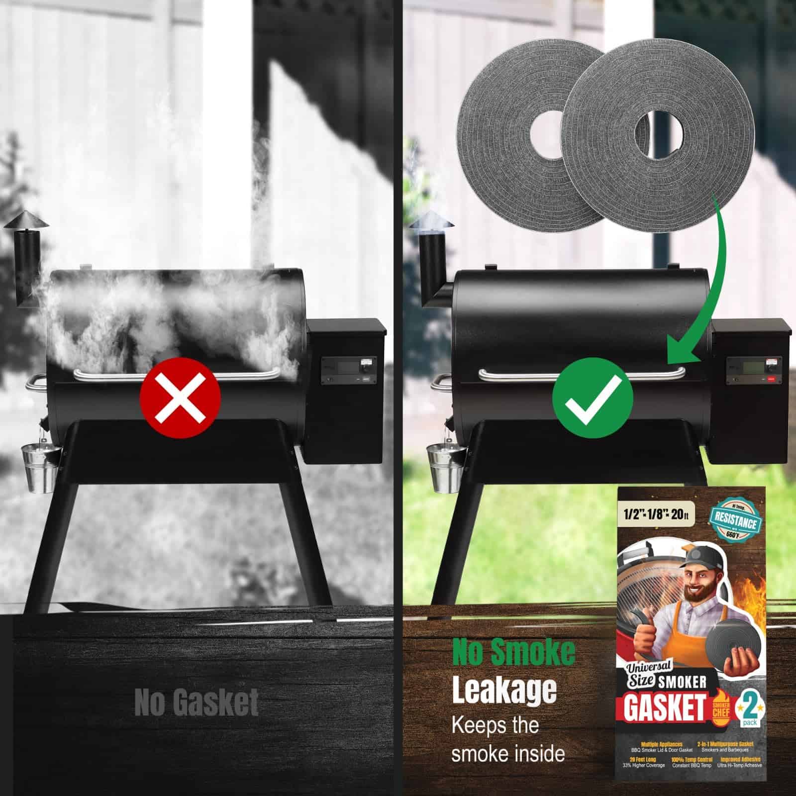 XXL 20 FT Sello de Goma para Ahumador - Gris 1/2�� x 1/8�� - Imagen 5