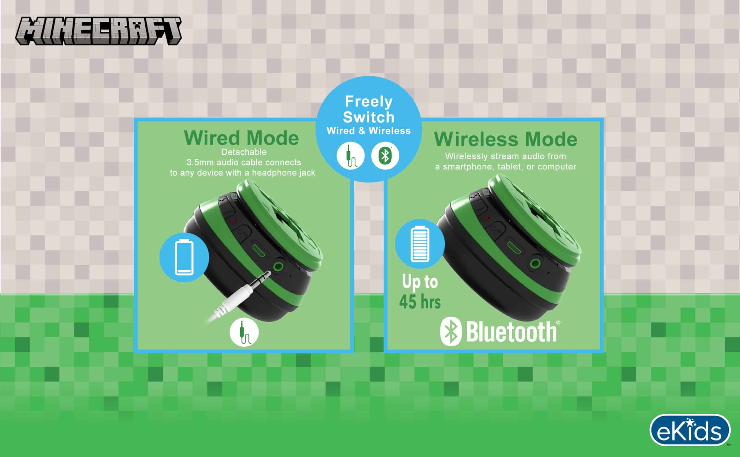 eKids Audífonos Bluetooth para Niños de Minecraft, - Imagen 5