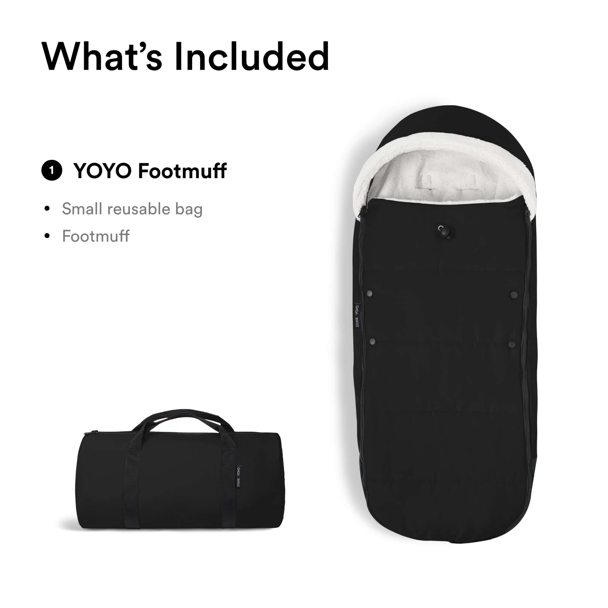 Saco para pies Stokke YOYO, Negro - Forro Sherpa y Capucha - Imagen 6