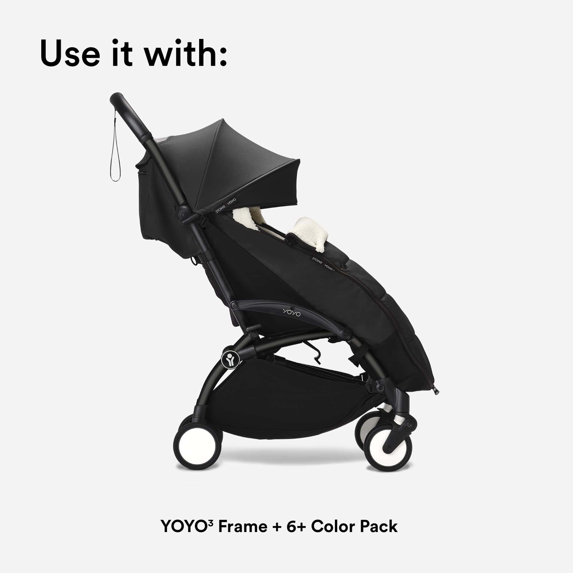 Saco para pies Stokke YOYO, Negro - Forro Sherpa y Capucha - Imagen 5