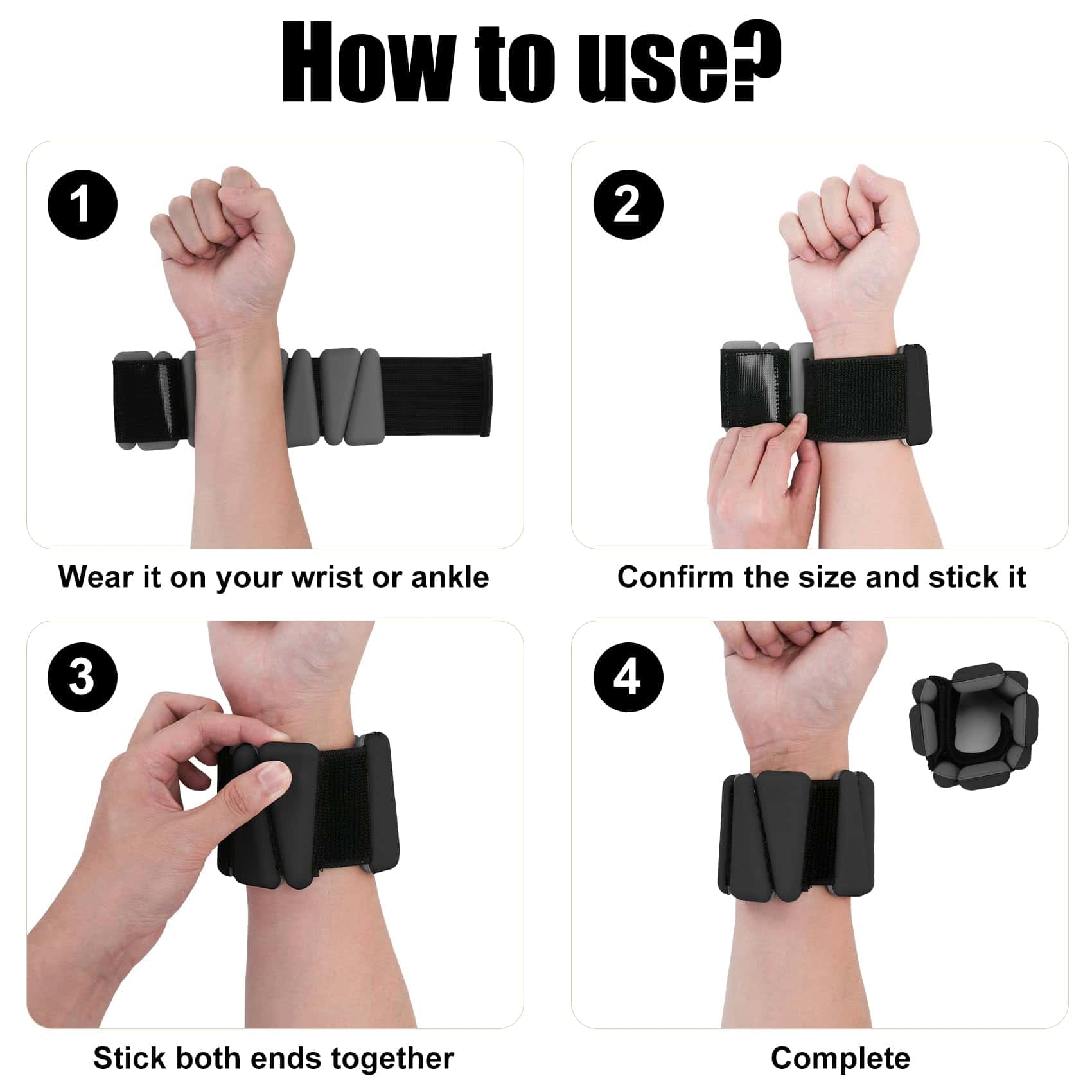 Pesas de muñeca y tobillo Beyoung para -Negro - Imagen 5