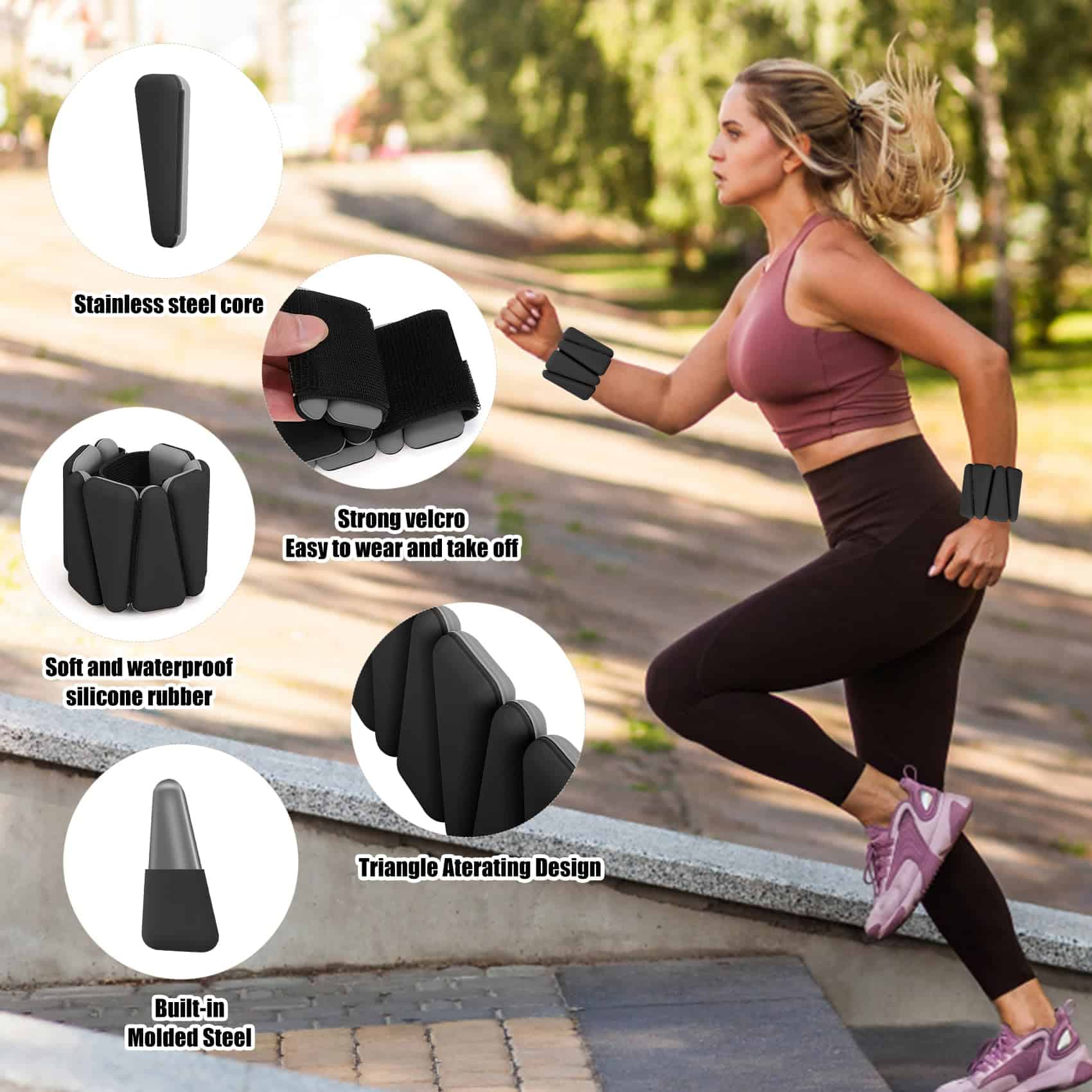 Pesas de muñeca y tobillo Beyoung para -Negro - Imagen 3