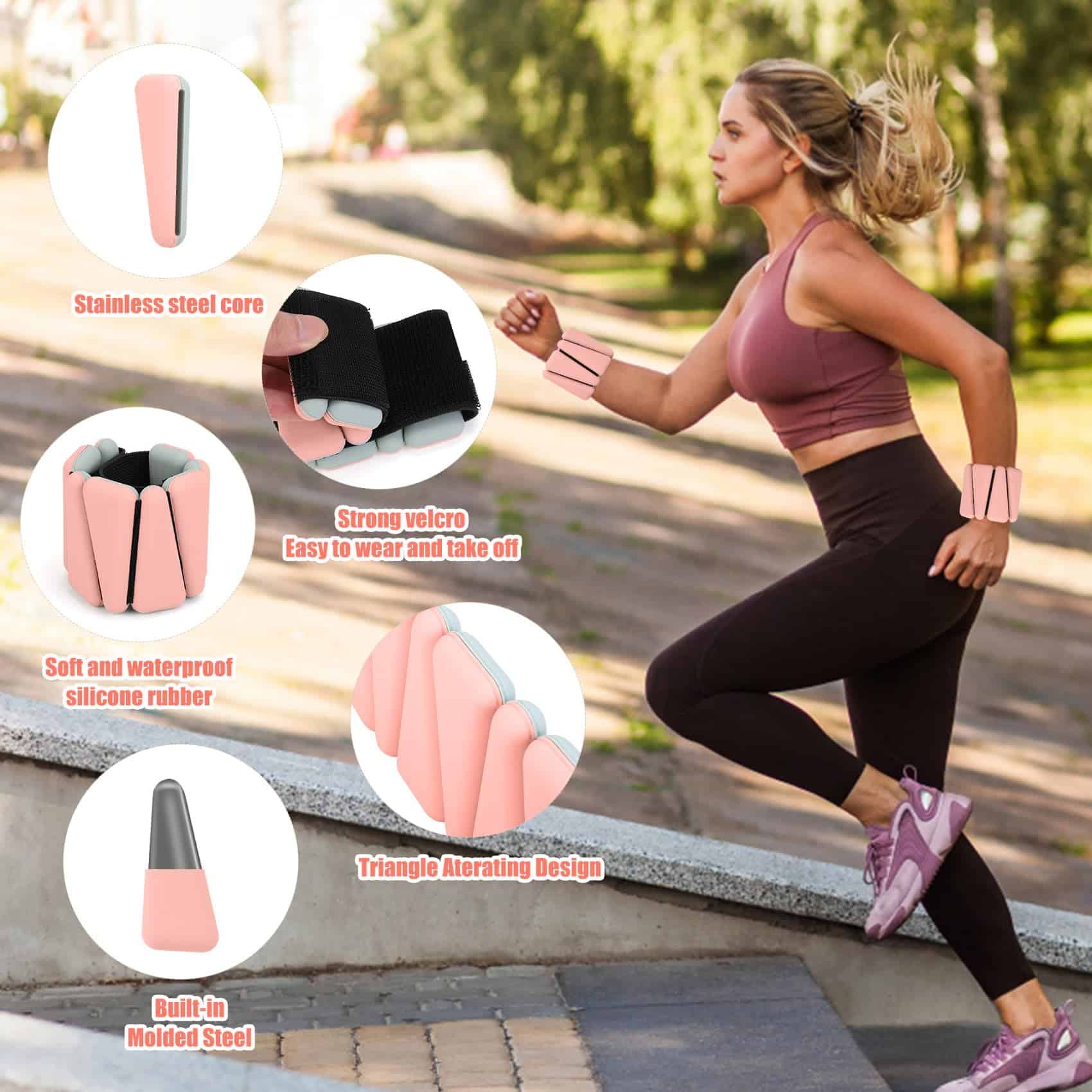 Pesas de muñeca y tobillo Beyoung para -Rosa - Imagen 3