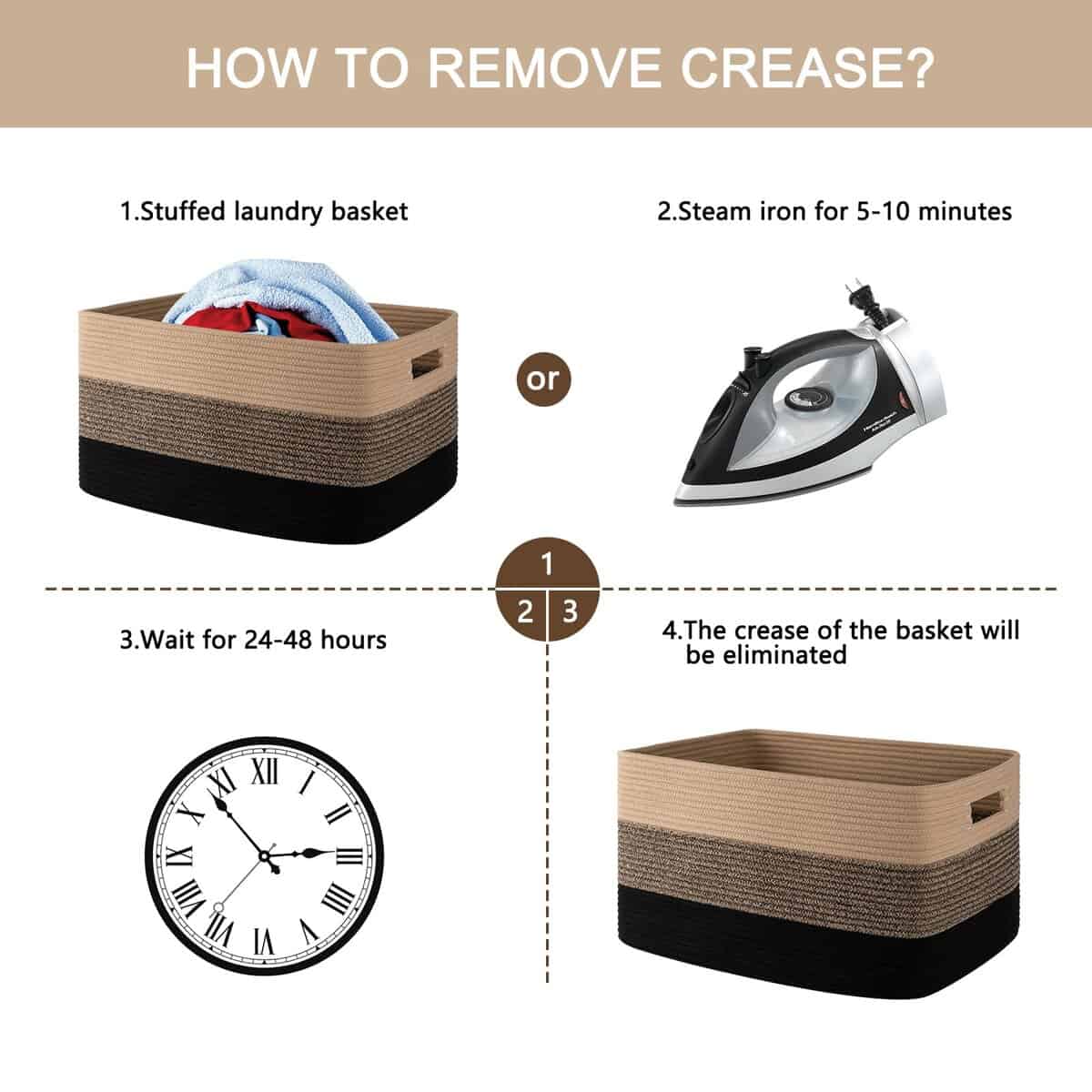 Canasta XXXL OIAHOMY para Mantas, Canasta Rectangular de - Imagen 8