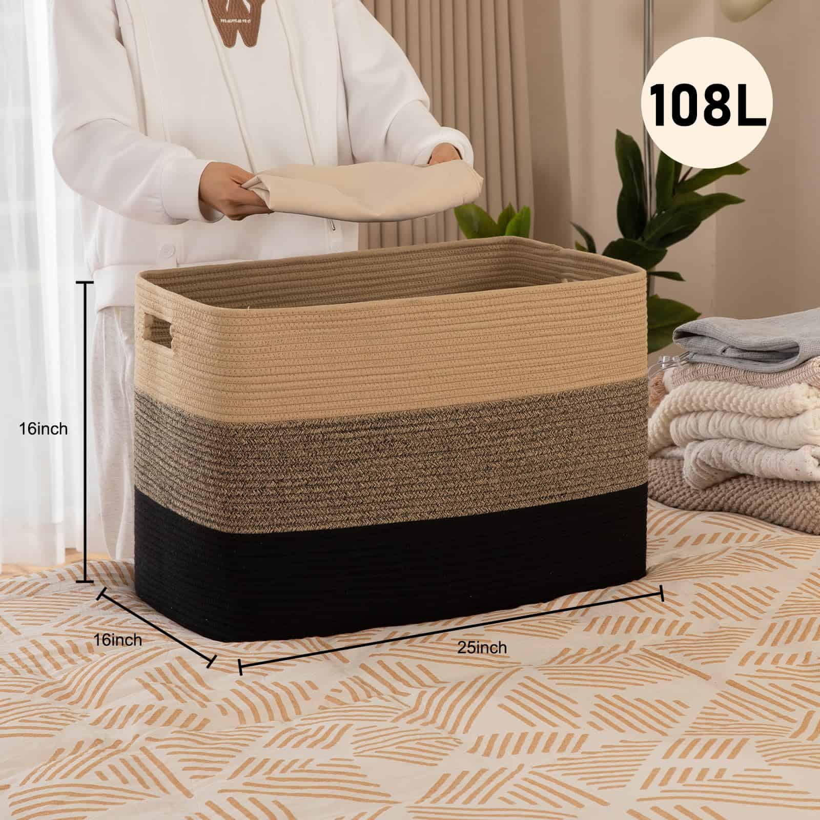 Canasta XXXL OIAHOMY para Mantas, Canasta Rectangular de - Imagen 3