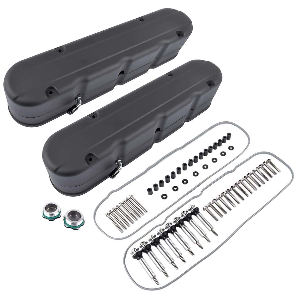 LS Cubiertas de Válvula de Aluminio Fundido Negro con Kit