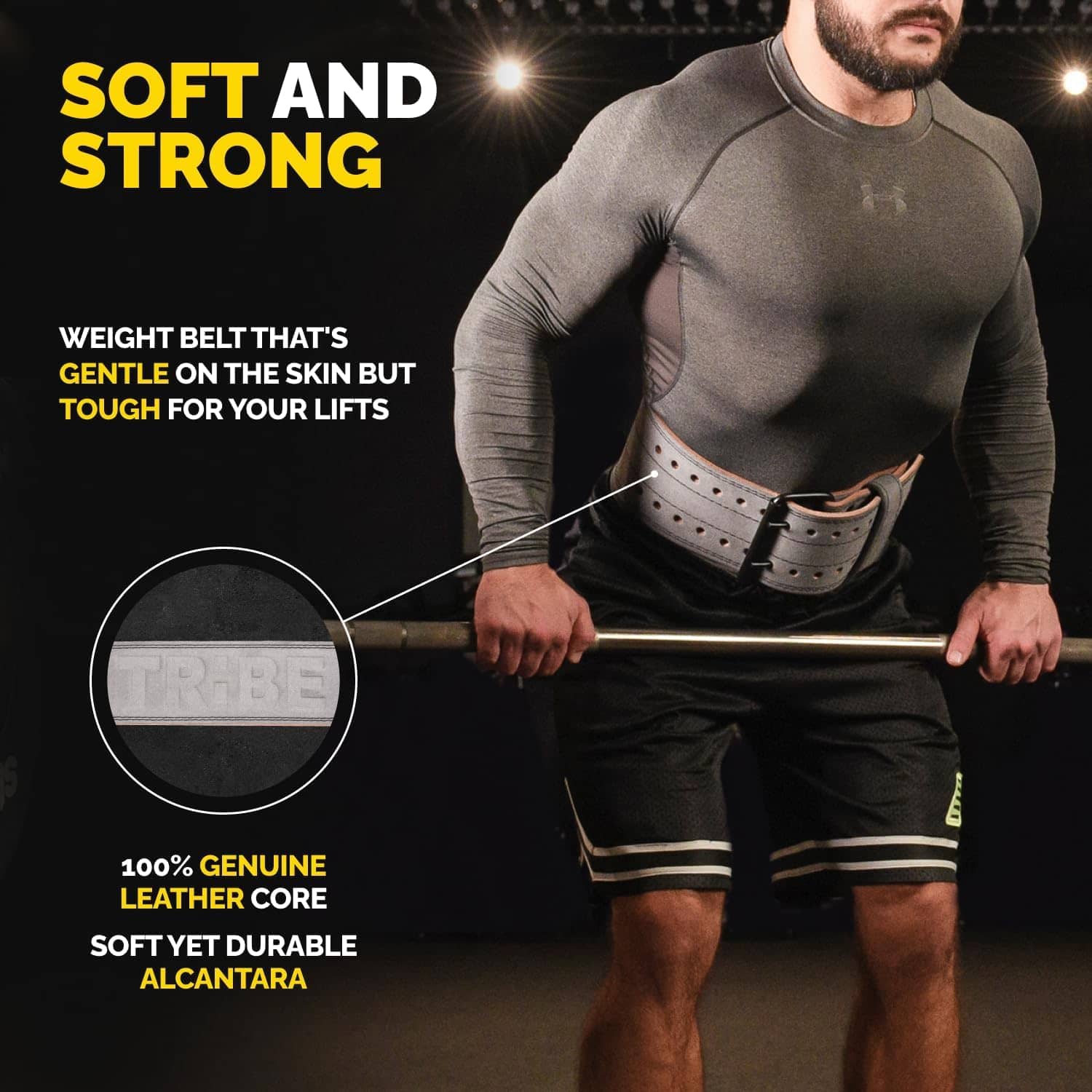 Cinturón de Levantamiento de Pesas -Gris Alcantara - Imagen 5