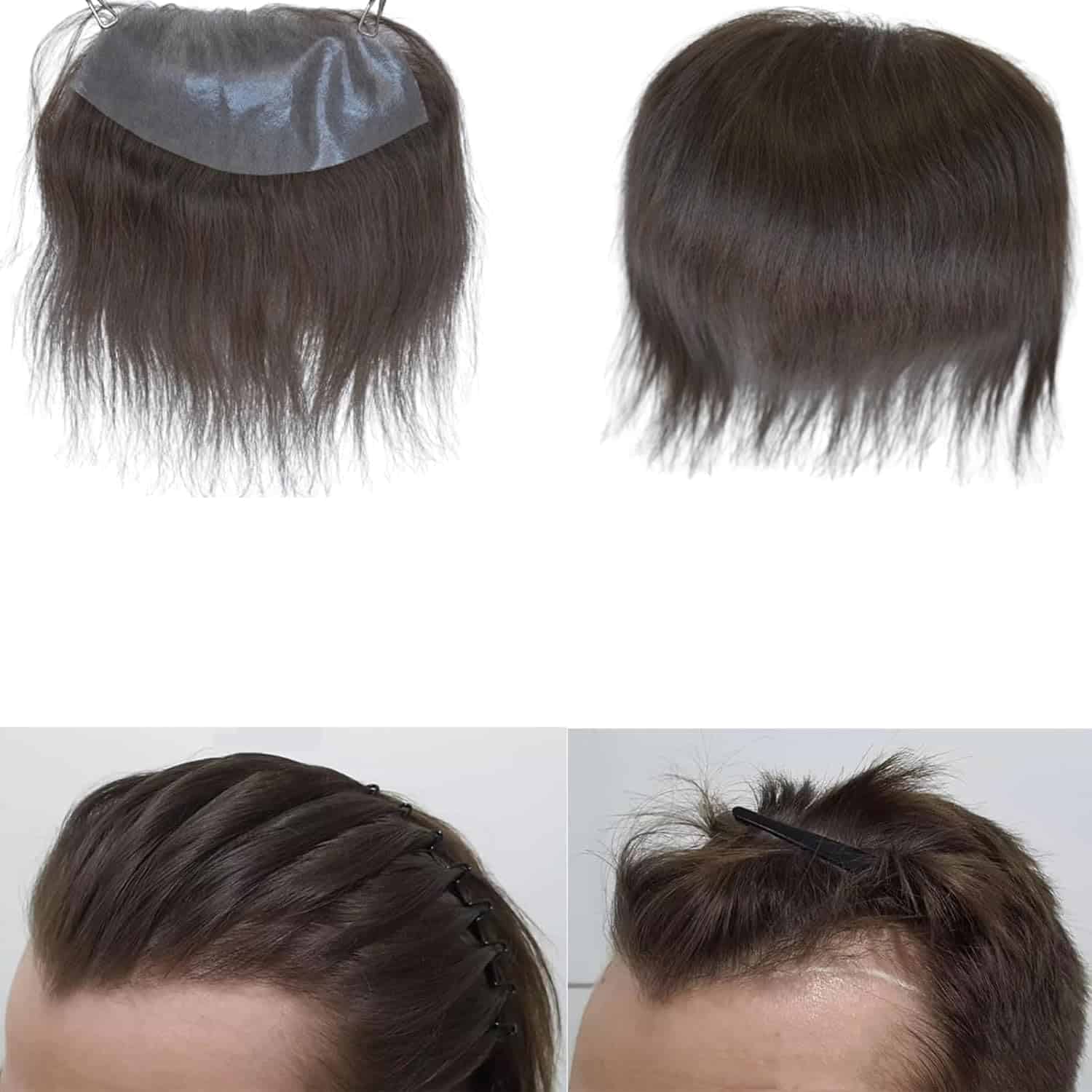 Voloria Peluca de Frente para Hombres 100% Cabello Humano