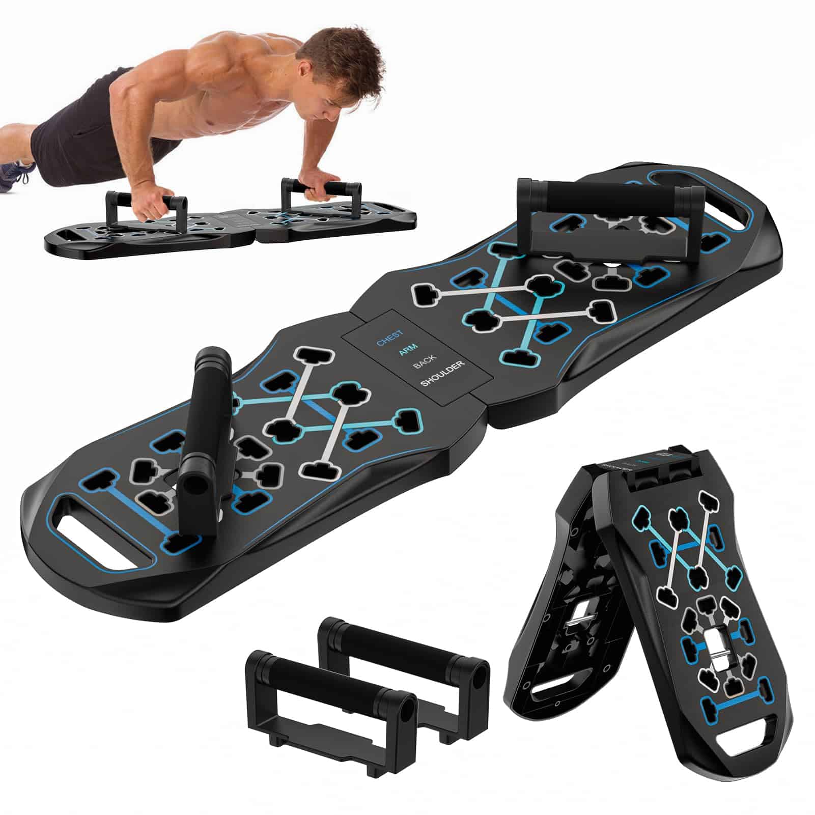 Tablero de Flexiones Fitness 20 en 1 Portátil y Plegable,