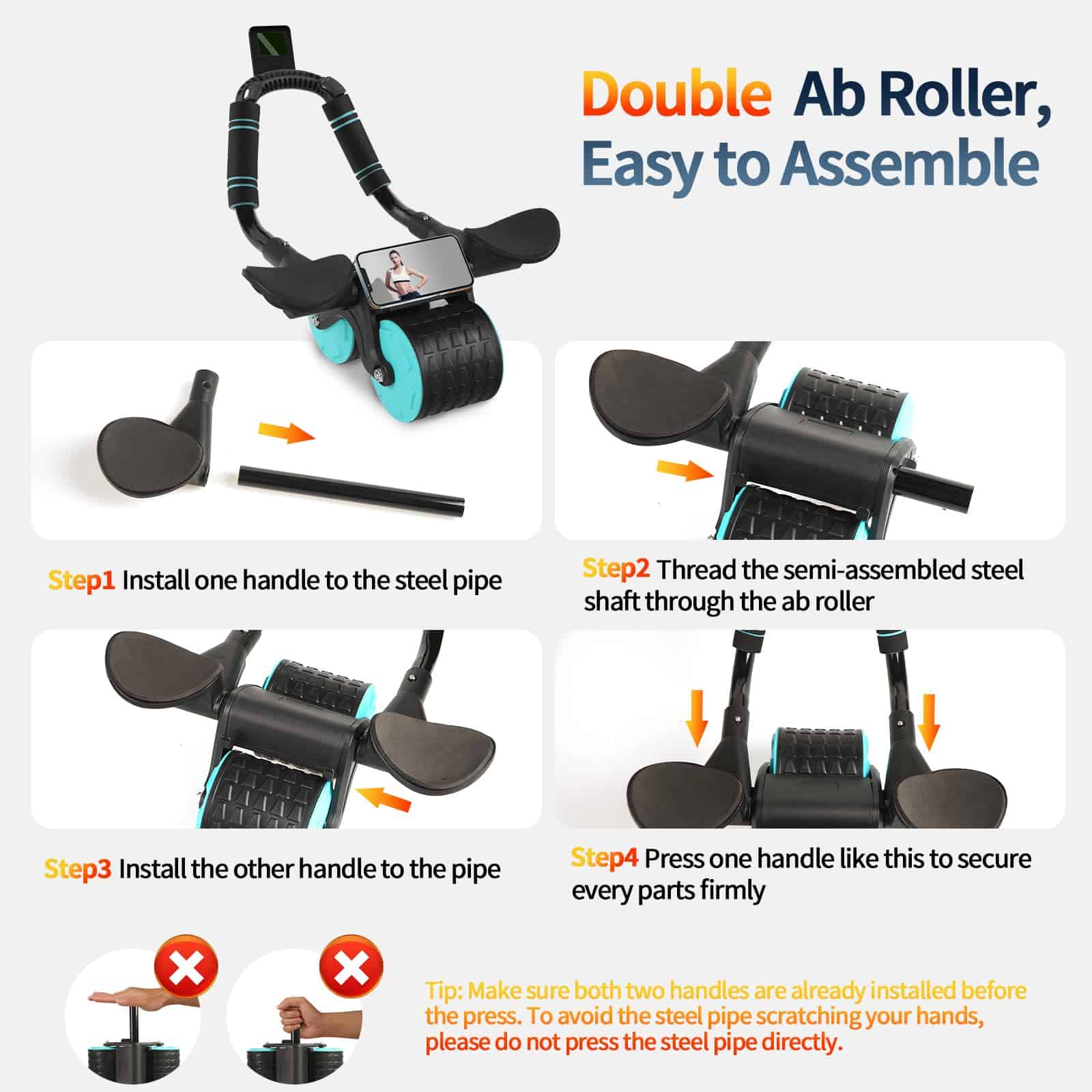 Rueda de Abdominales Tixahi con -Negro-Azul - Imagen 3