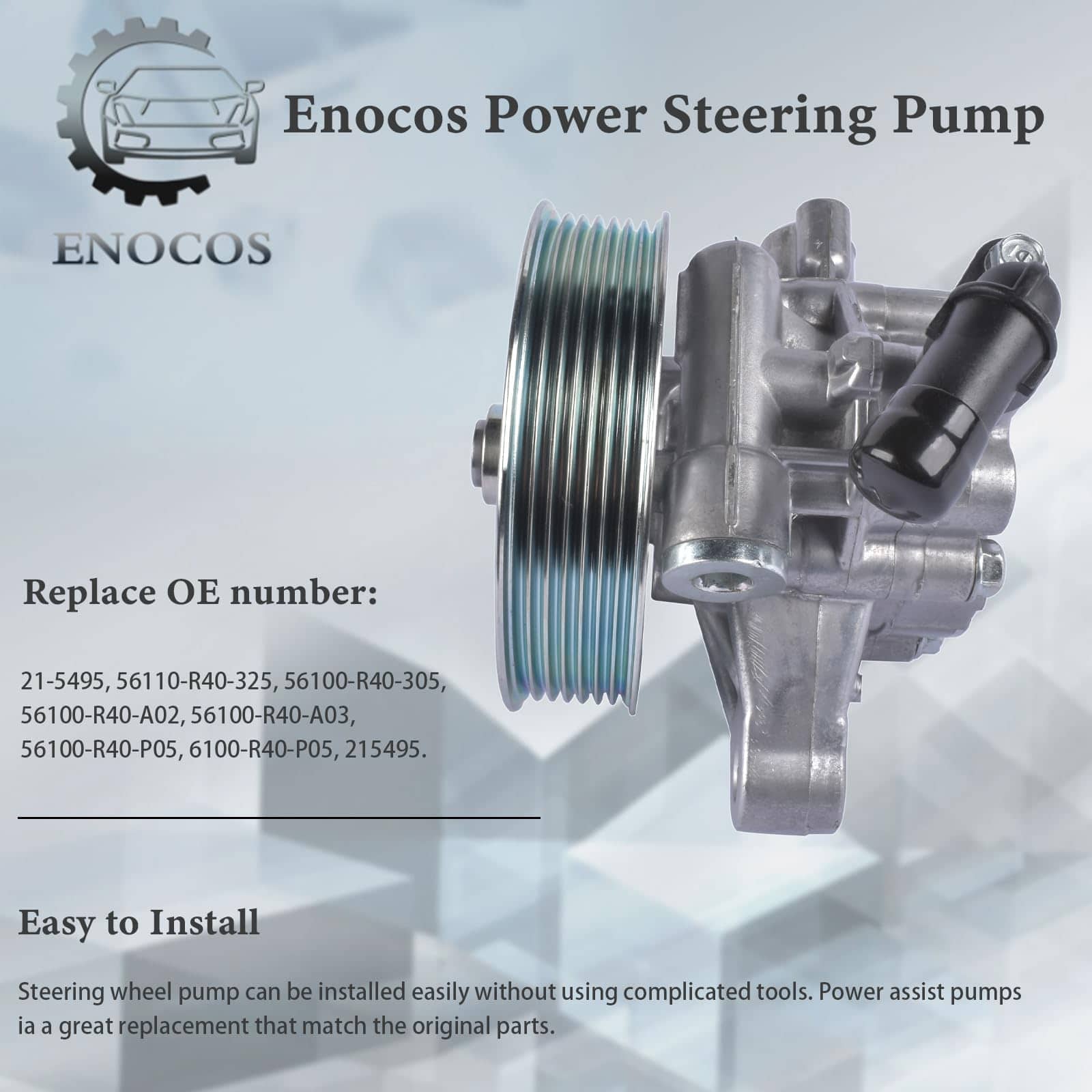 Bomba de asistencia de dirección Enocos 21-5495 con polea - Imagen 4