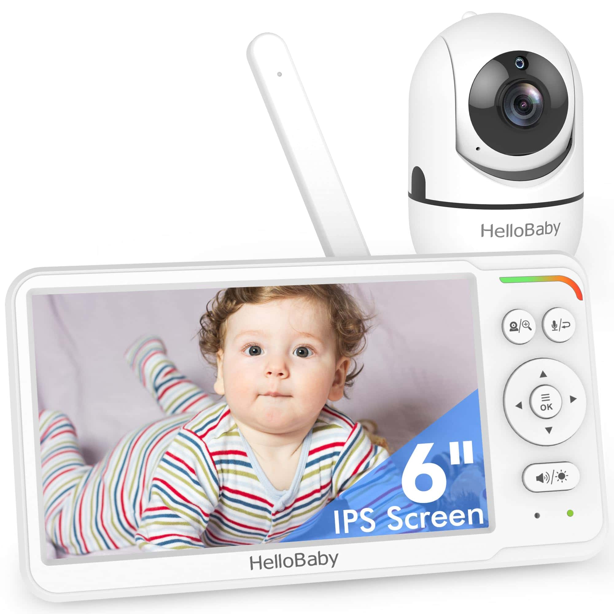 Monitor de Bebé HelloBaby con Pantalla IPS de 6" - Batería