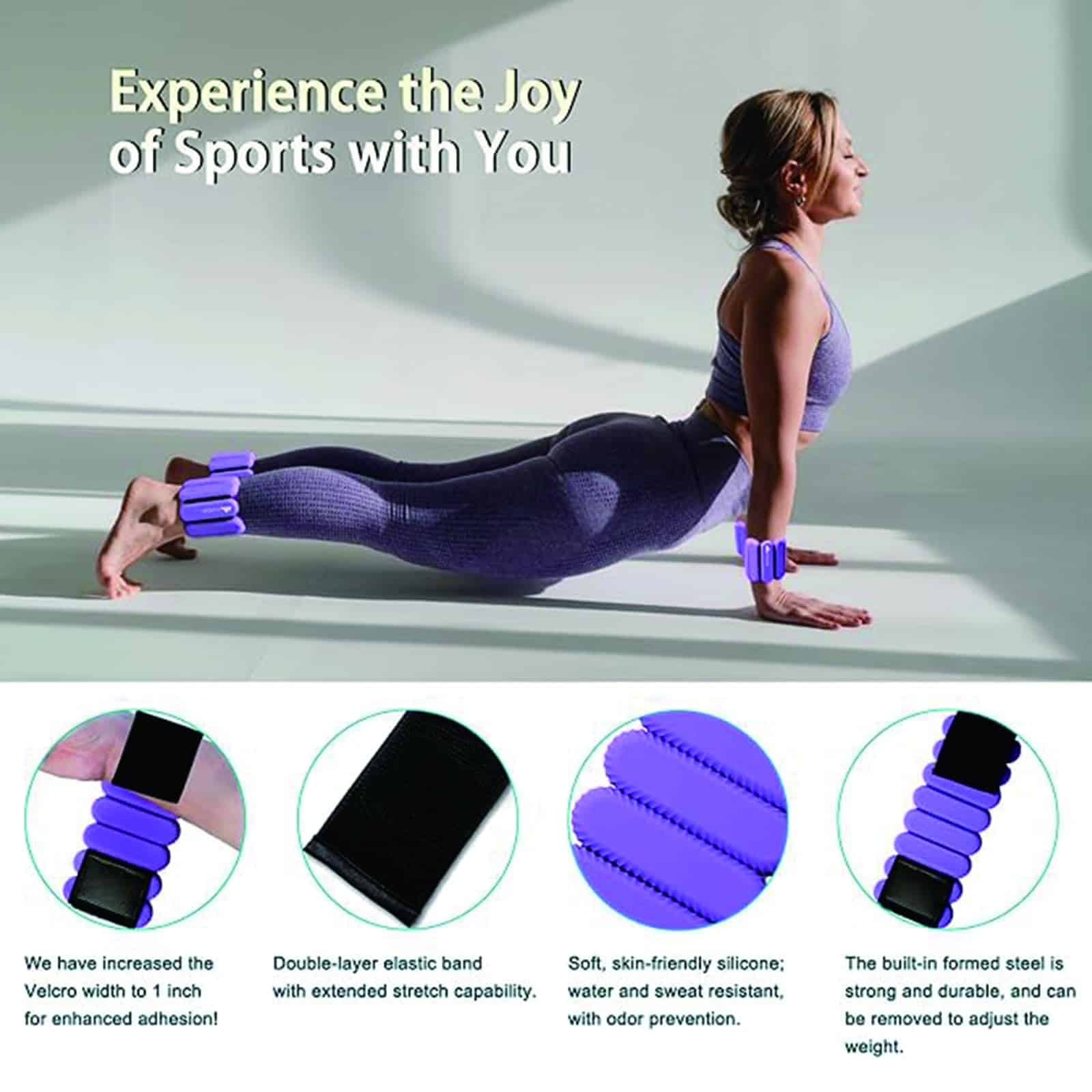 Pesas de Muñeca y Tobillo de 2 Libras para Mujeres - Juego - Imagen 8