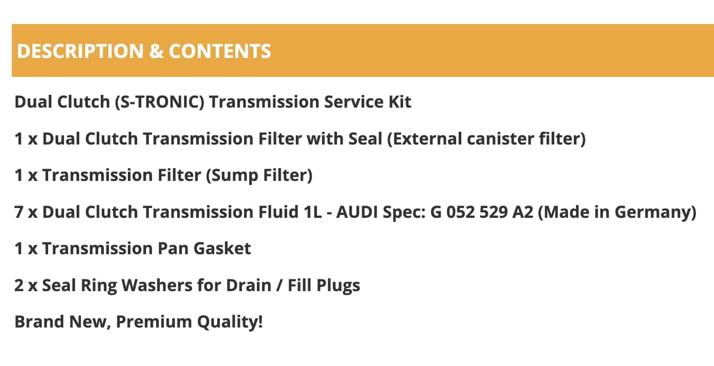 Kit de Servicio de Transmisión de Doble Embrague: 7L ATF + - Imagen 5