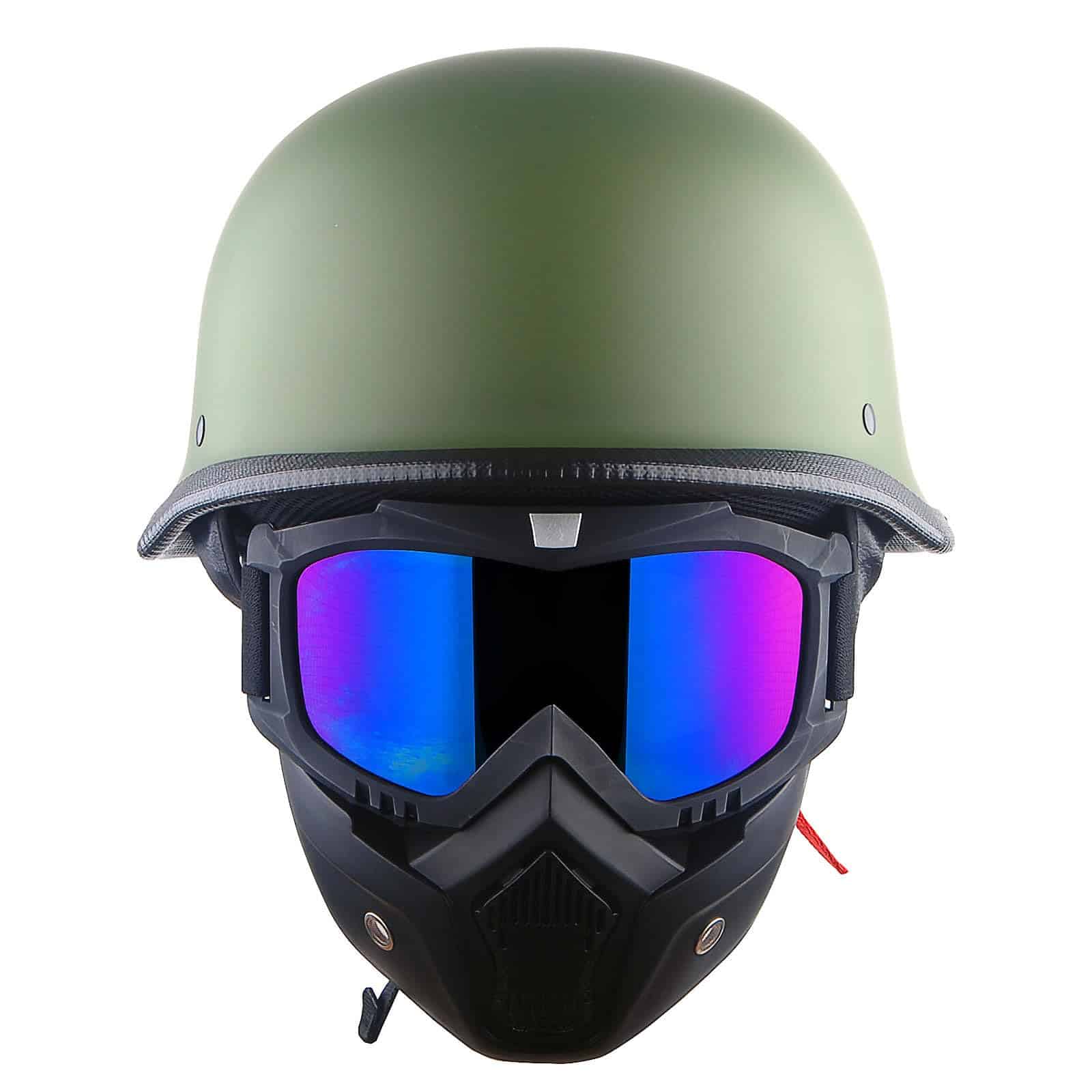 Casco de moto de media cara estilo alemán WWII Open DOT