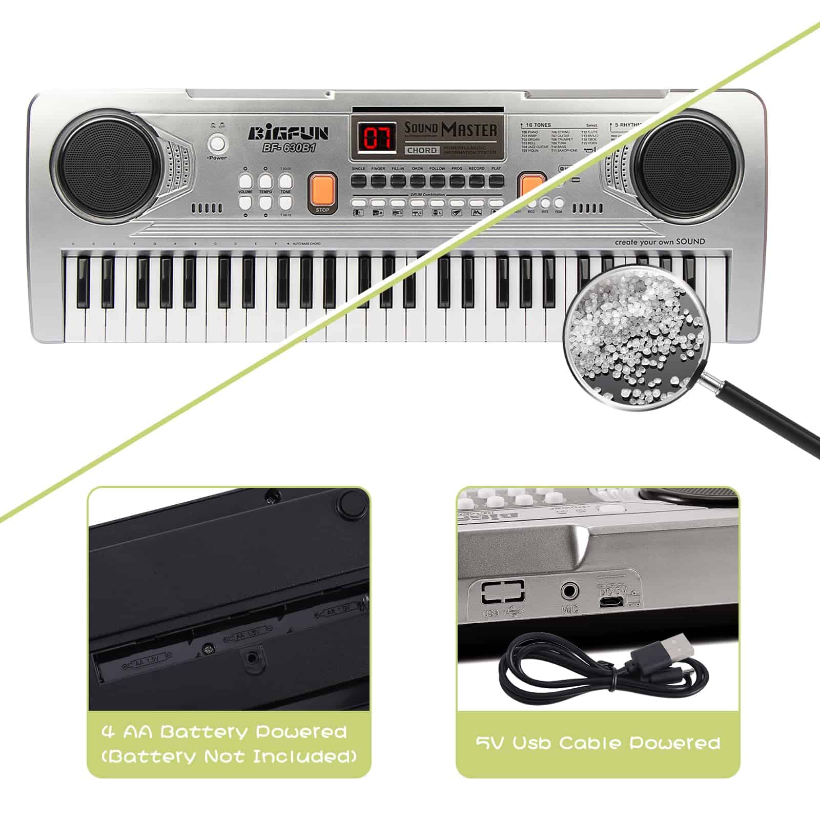 Piano Keyboard Raimy para principiantes, 61 teclas, Piano - Imagen 4