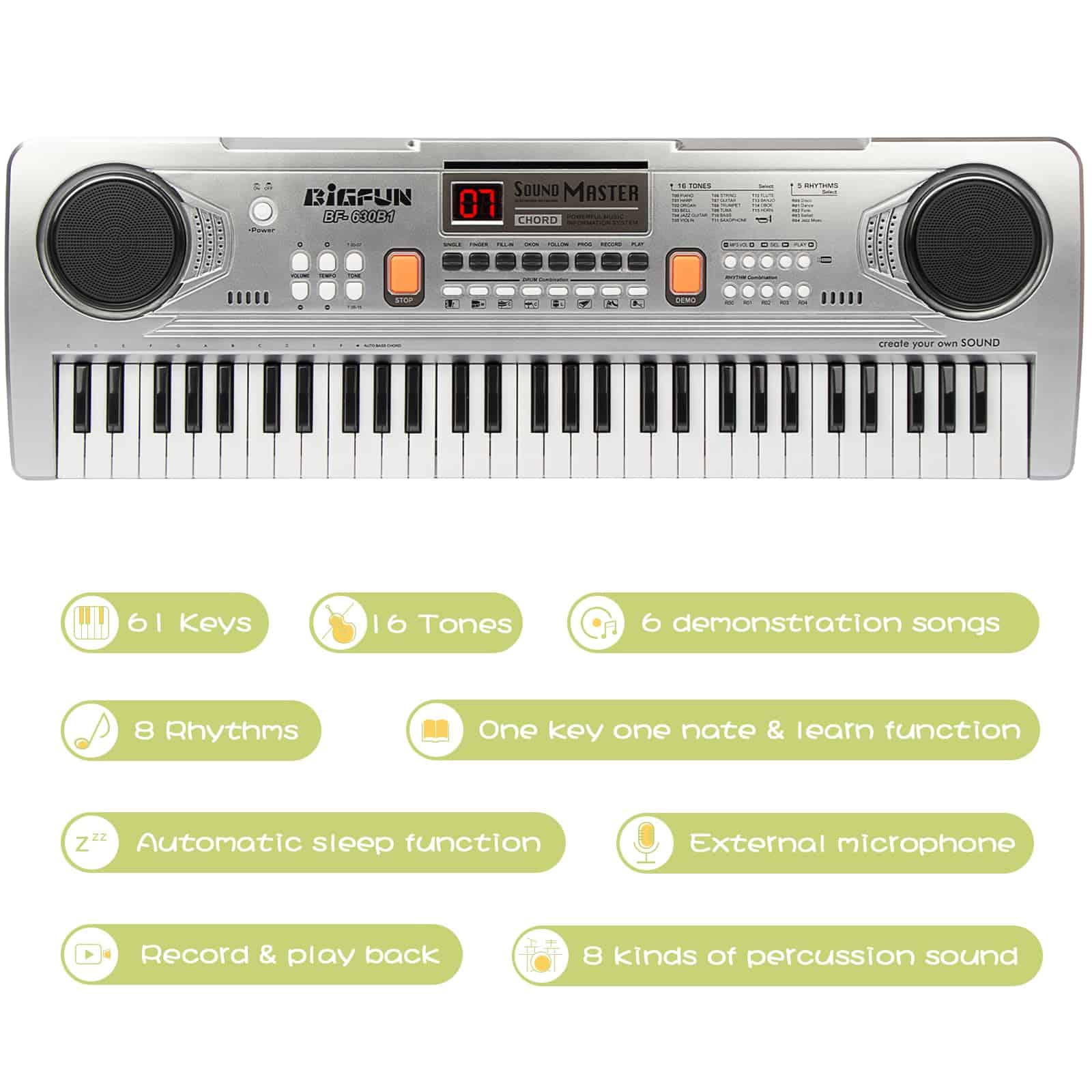 Piano Keyboard Raimy para principiantes, 61 teclas, Piano - Imagen 6
