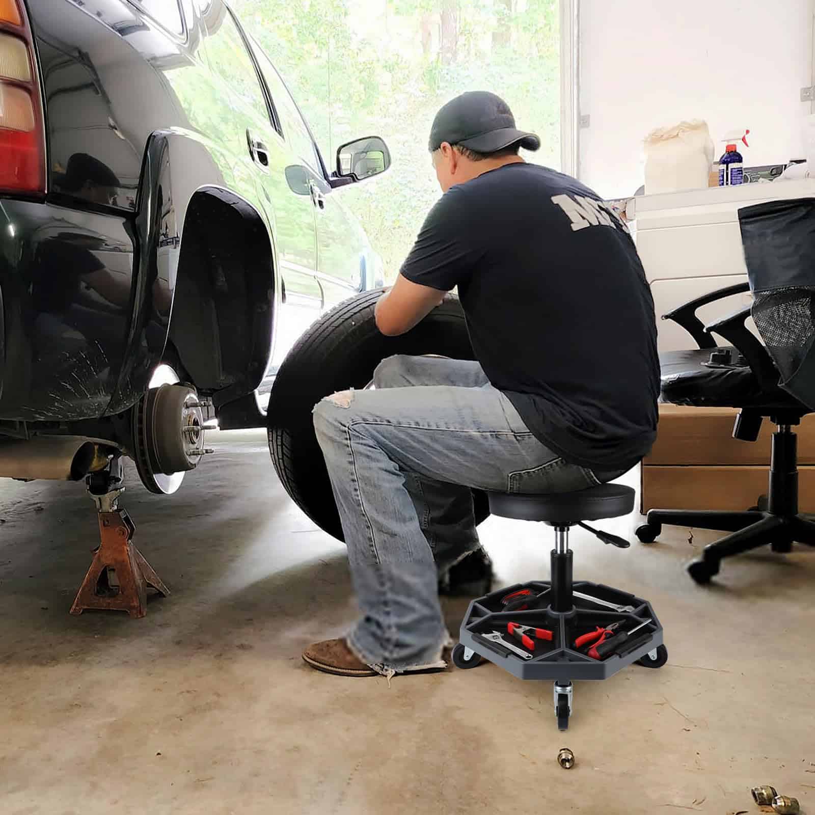 Olympia Tools Taburete Mecánico Ajustable con Bandeja de - Imagen 10