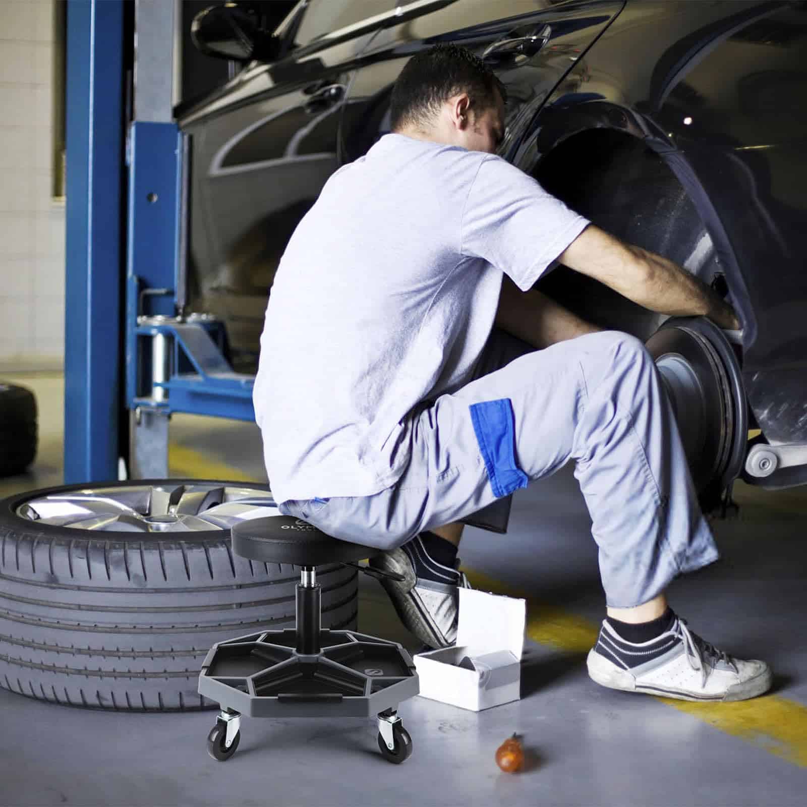 Olympia Tools Taburete Mecánico Ajustable con Bandeja de - Imagen 3