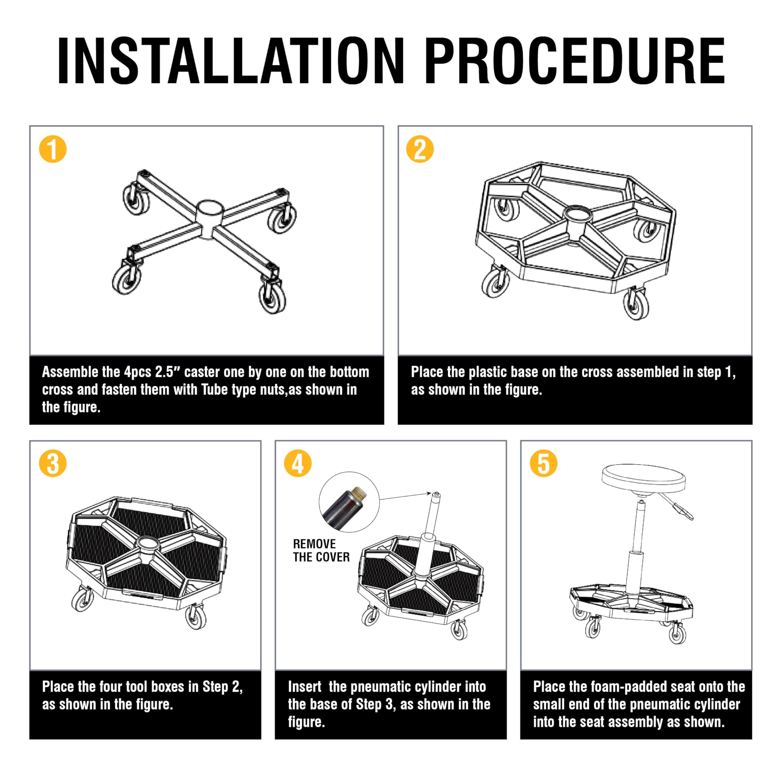 Olympia Tools Taburete Mecánico Ajustable con Bandeja de - Imagen 9