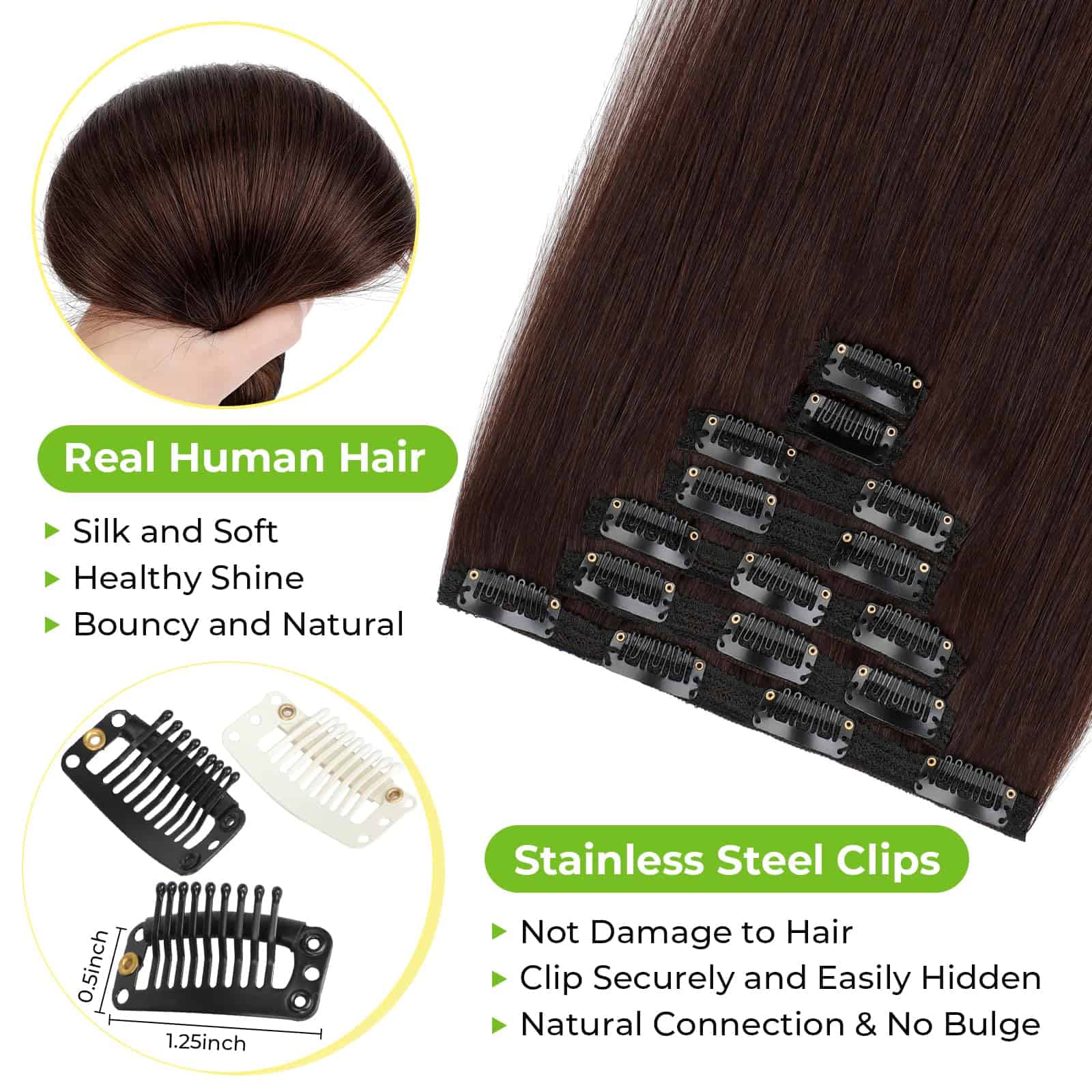 Extensiones de Cabello Clip en Pelo Natural 14 pulgadas 7 - Imagen 4