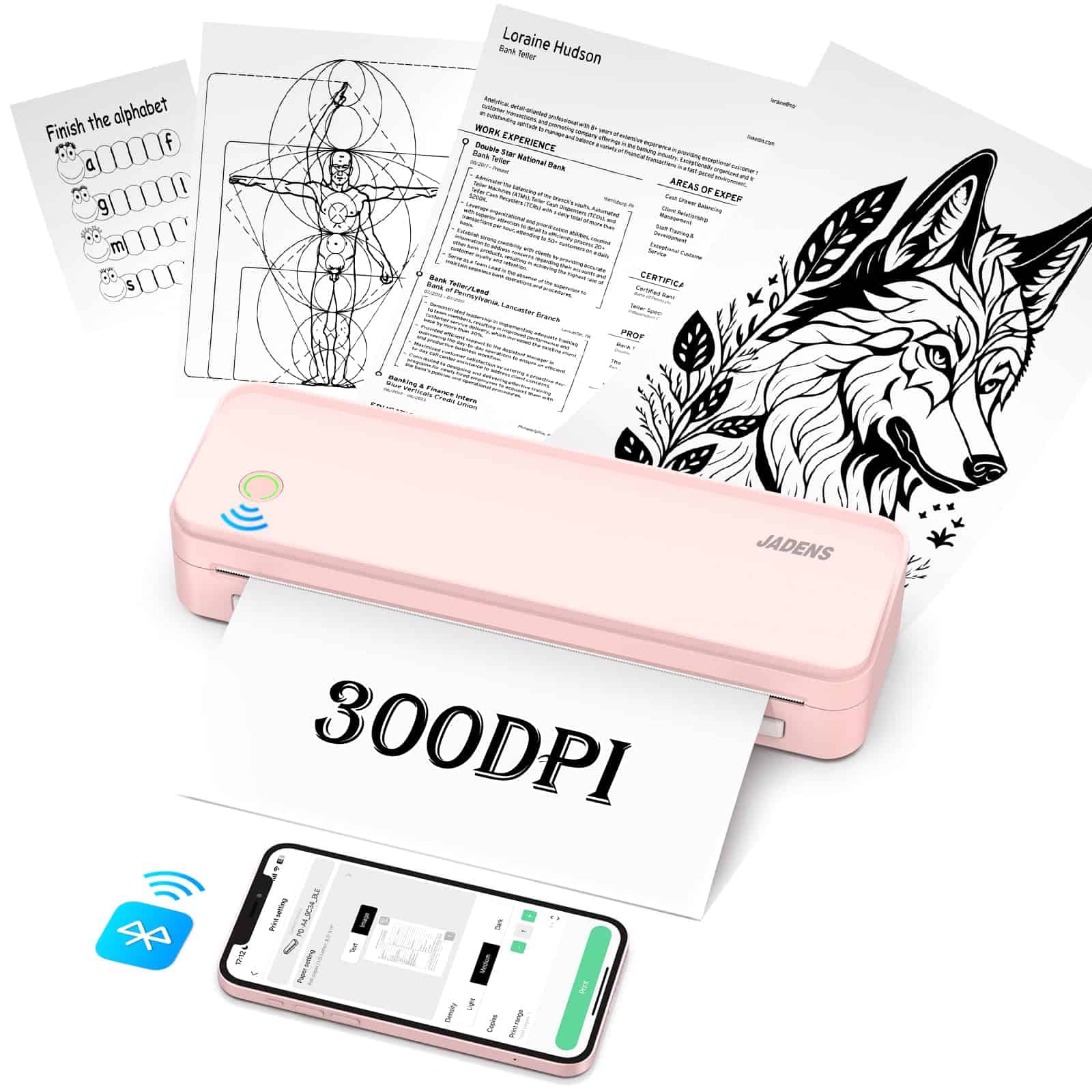 Impresoras portátiles JADENS inalámbricas -Rosa