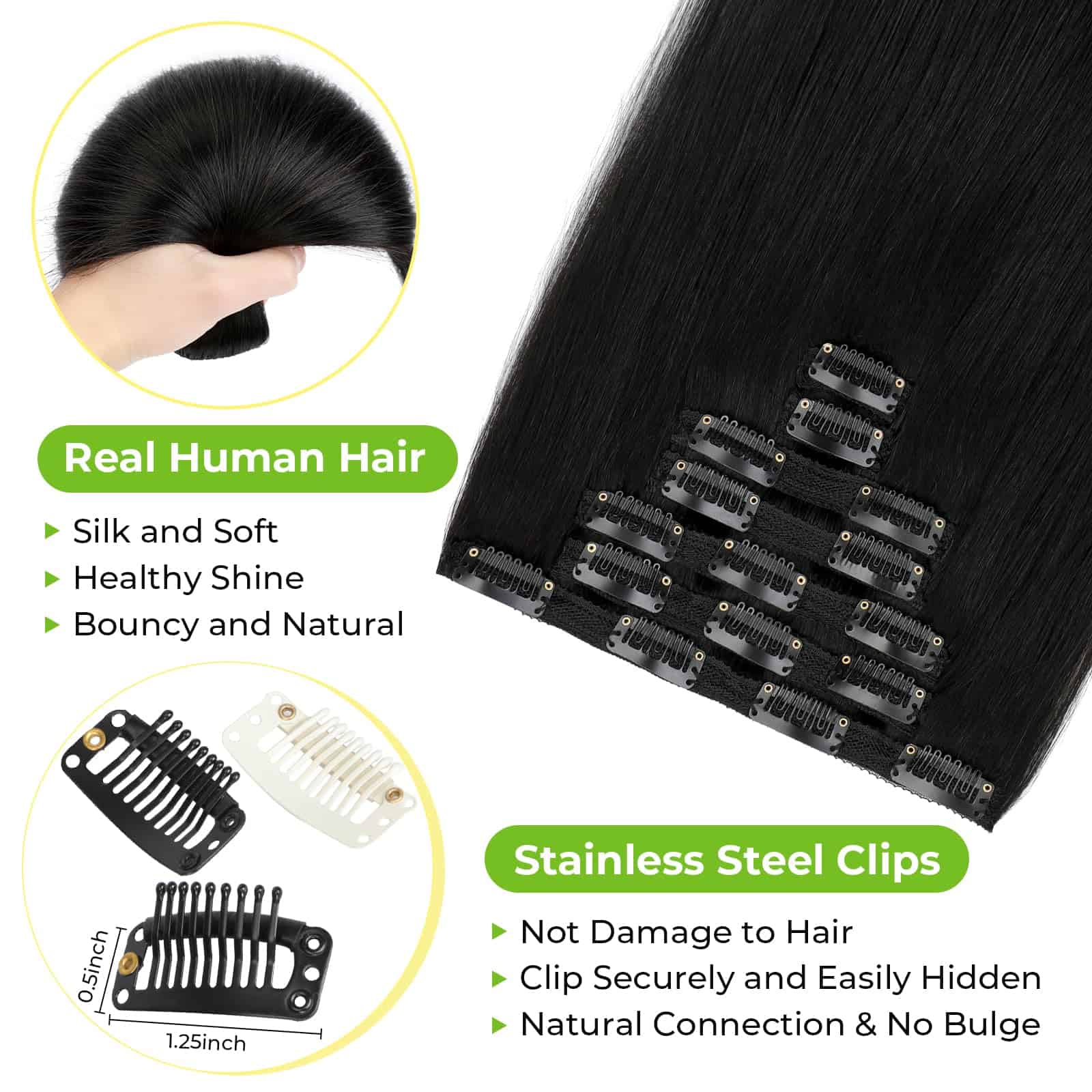 Extensiones de Cabello Clip en Cabello Humano Real 14 - Imagen 4