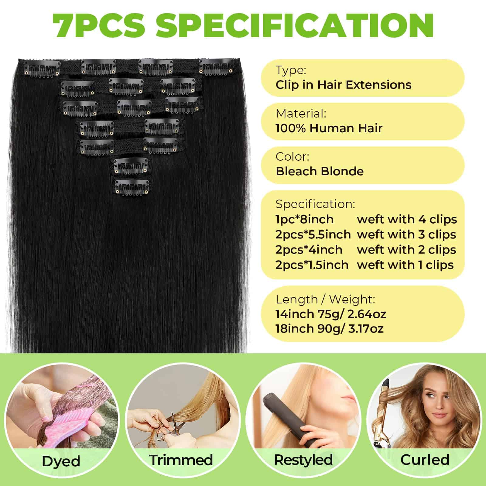 Extensiones de Cabello Clip en Cabello Humano Real 14 - Imagen 3