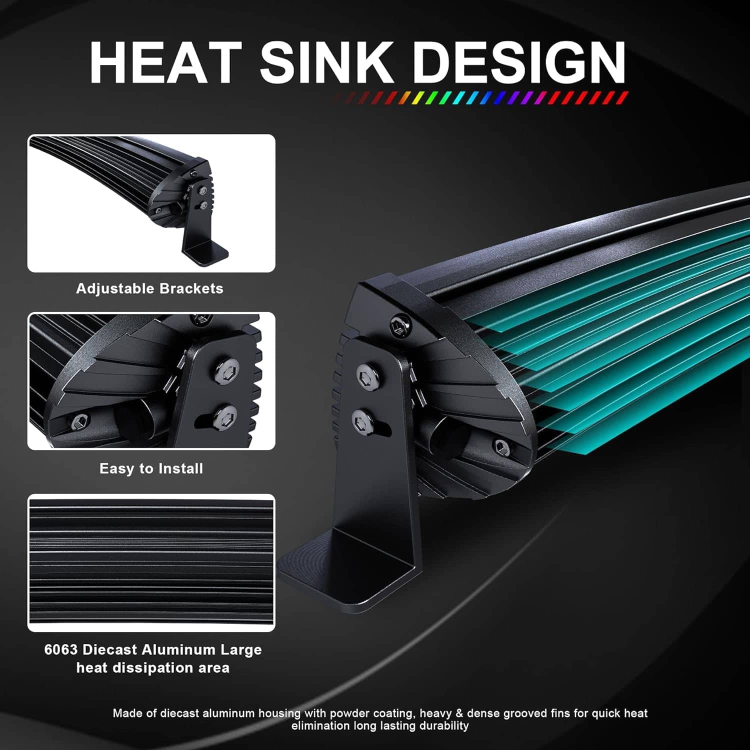 Barra de luces LED RGBW de 52 pulgadas 300W Combo de - Imagen 6