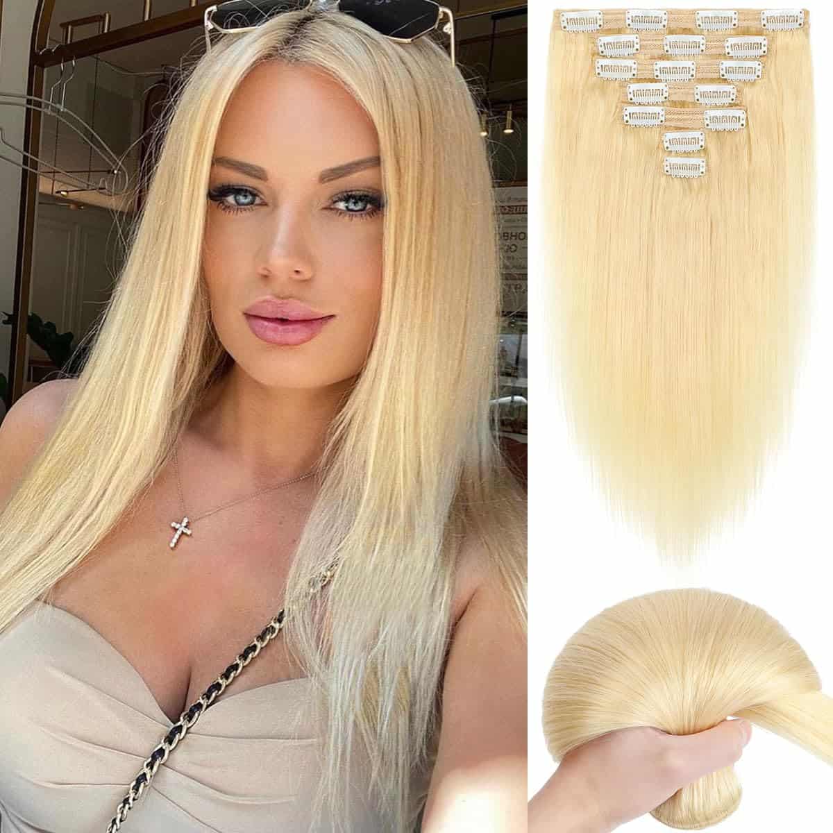 Extensiones de Cabello Clip en Cabello Real Humano 100%