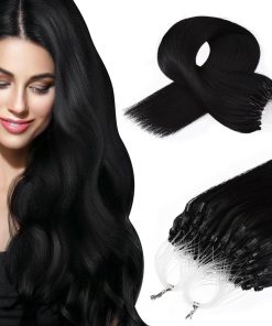 Extensiones de Cabello Humano Remy Negro Jet Micro Link -