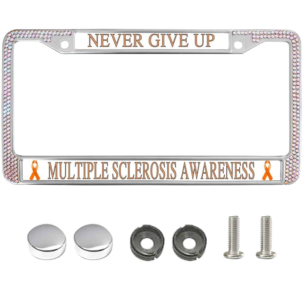 Portaplacas con cinta naranja de fe y brillo femenino de