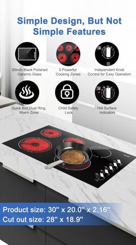 Estufa eléctrica 7300W de 30 pulgadas, empotrada, 5 - Imagen 6