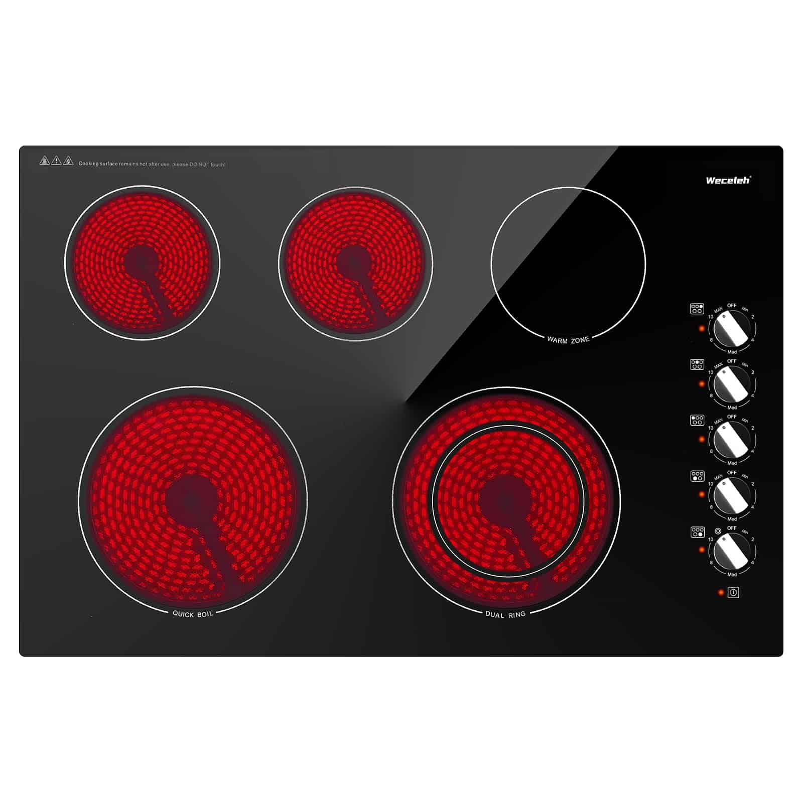 Estufa eléctrica 7300W de 30 pulgadas, empotrada, 5