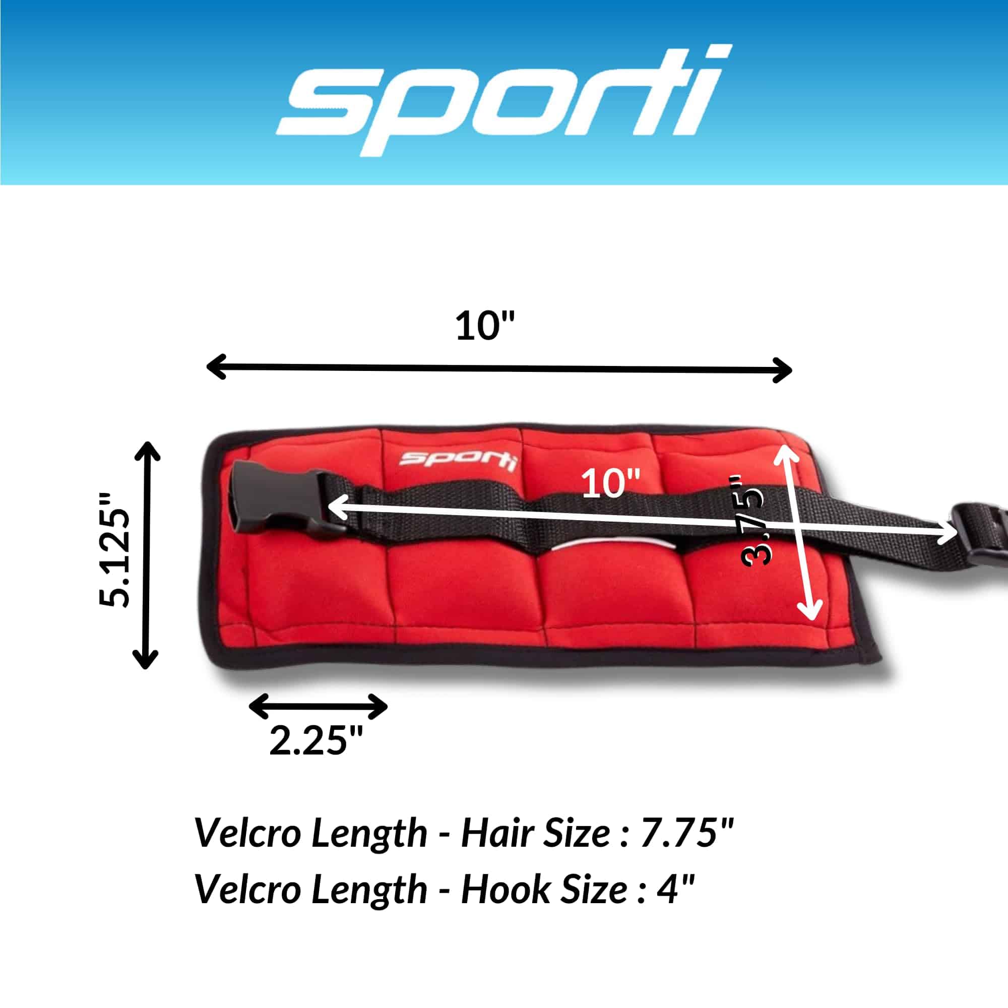 Pesas para Tobillo de Fitness Sporti de 3 lbs - Rojo - 3 lb - Imagen 5