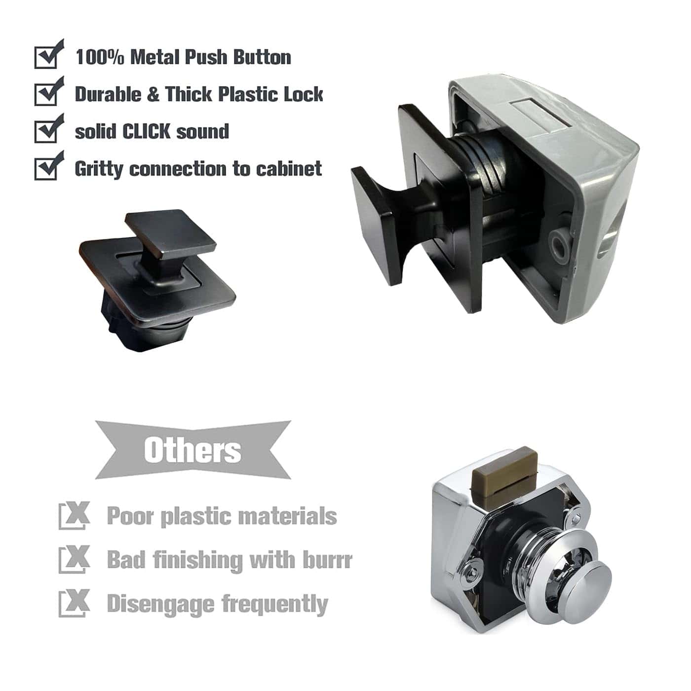 4Packs NHDSUO Bloqueo de Gabinete sin Llave para RV, Botón - Imagen 4