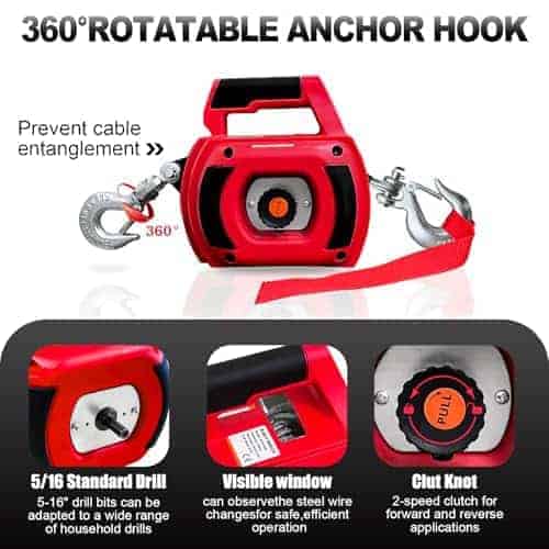 Malacate de taladro portátil FITHOIST 1000LBS, Malacate - Imagen 6