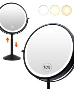 Espejo de Maquillaje Iluminado de 9", TUSHENGTU 10X/1X