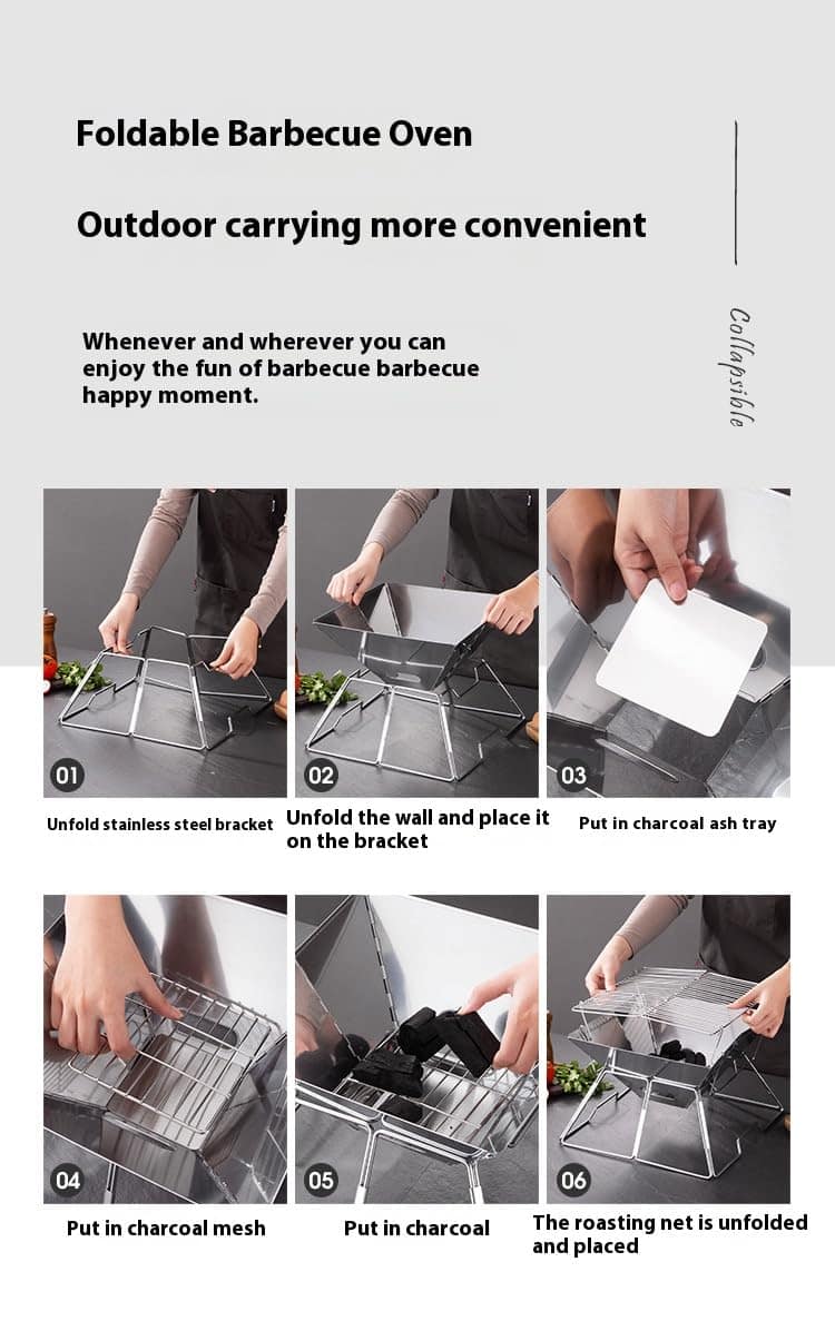 Asador de carbón portátil para camping con bolsa de - Imagen 8