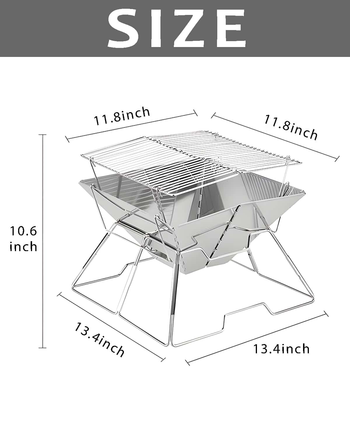 Asador de carbón portátil para camping con bolsa de - Imagen 4