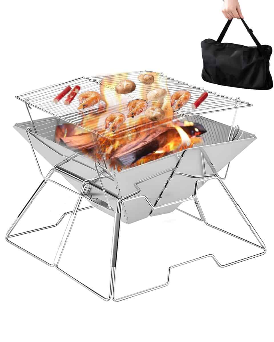 Asador de carbón portátil para camping con bolsa de