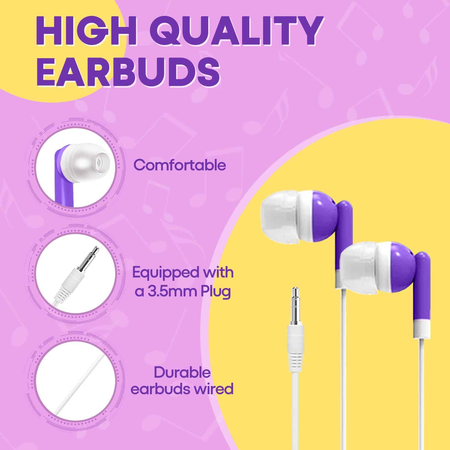 Yoley Audífonos para Aula a Granel de 50 Paquetes para - Imagen 4