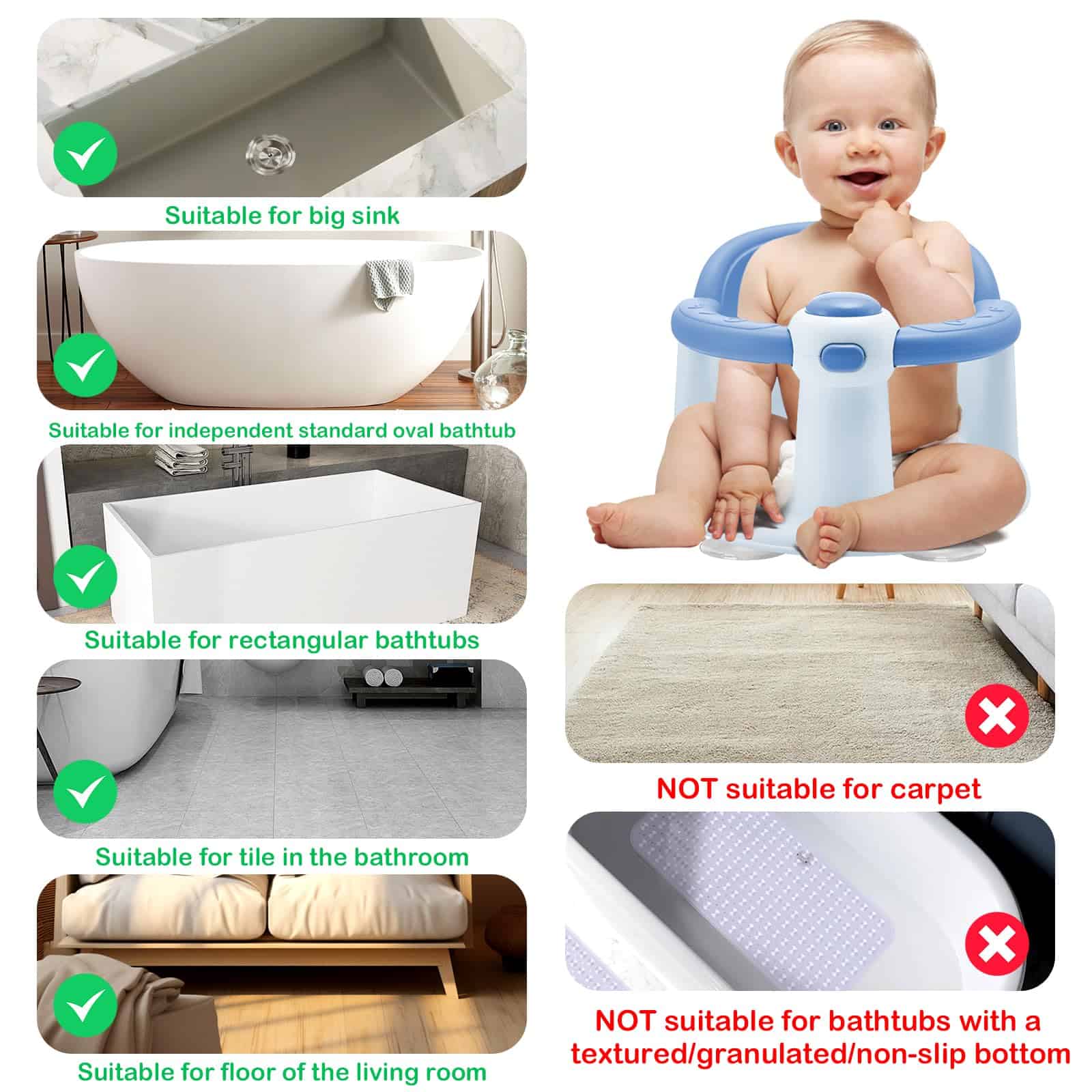 Asiento de Baño para Bebés TOSGN, Asiento de Bañera - Imagen 9